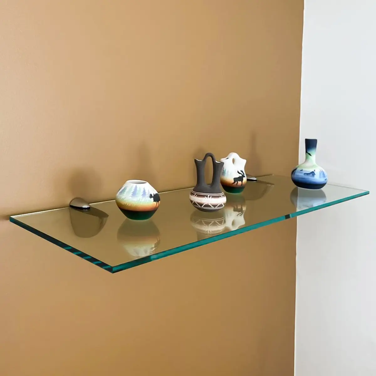 Fab Glass and Mirror Rectangle Floating Shelf Kit 12" x 27" | Tempered Clear Glass Wall Shelf - view 7