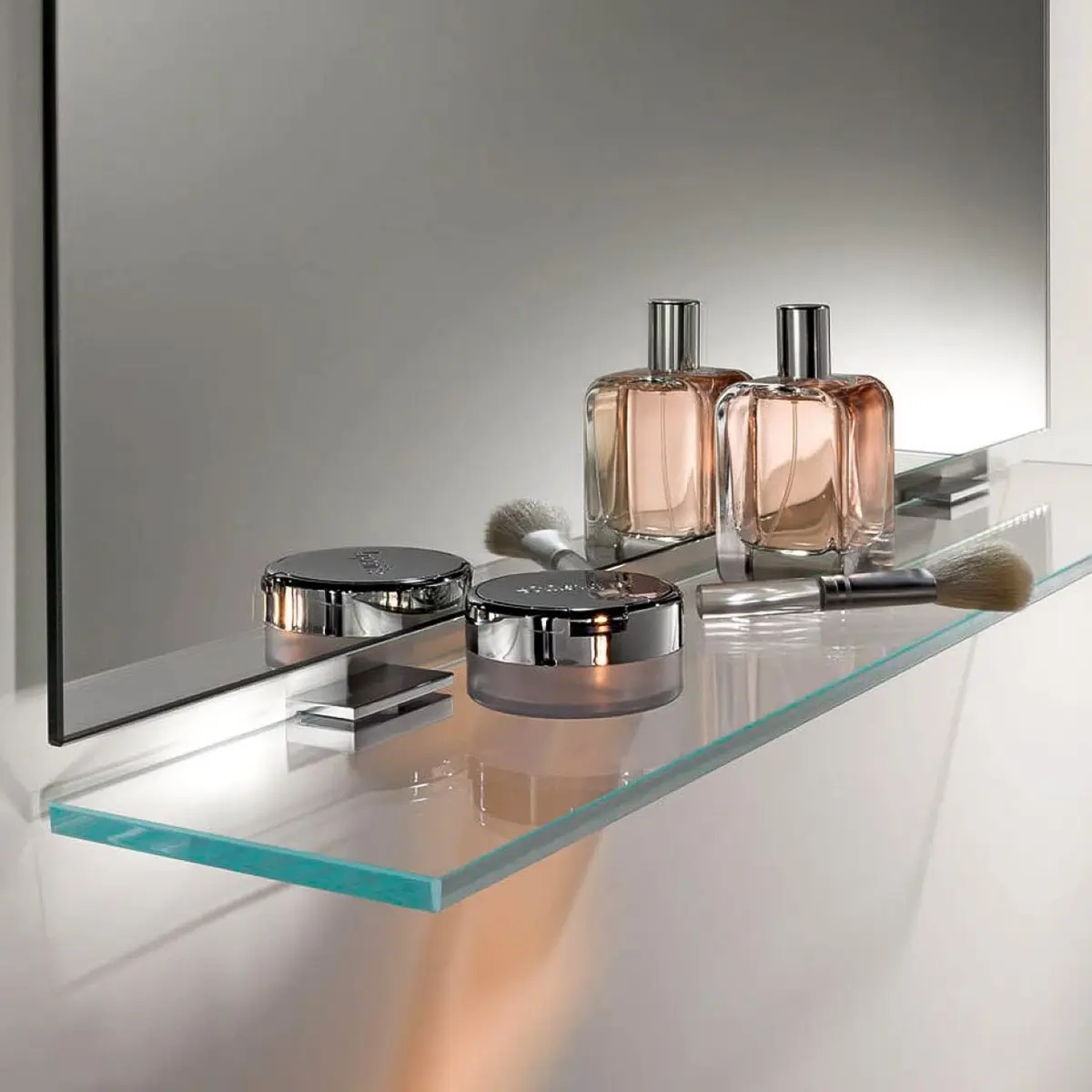 Fab Glass and Mirror Rectangle Floating Shelf Kit 12" x 27" | Tempered Clear Glass Wall Shelf - view 2