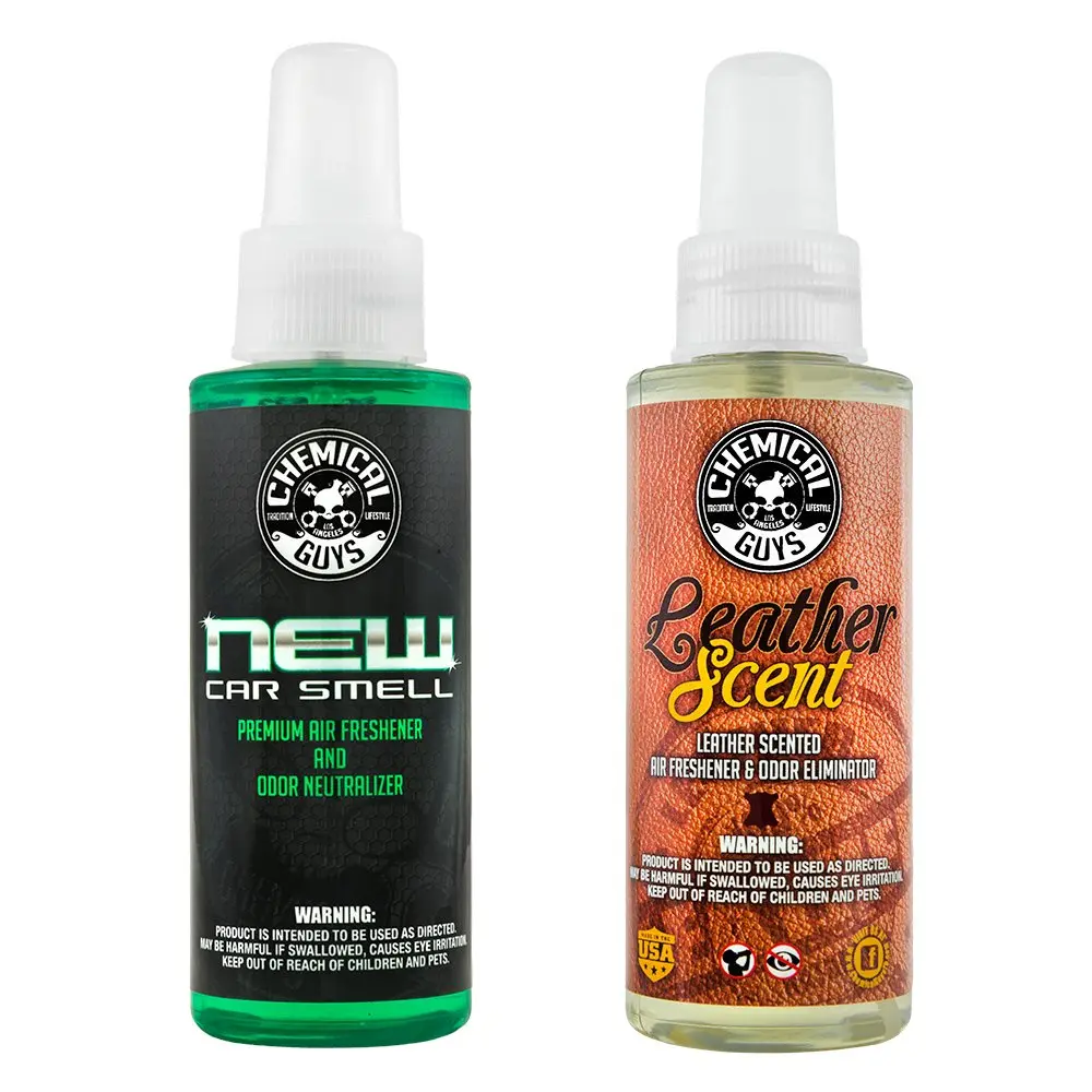 Chemical Guys New Car & Leather Scent Air Freshener Sample Kit 2 x 4 Fl Oz (8 Fl Oz Total) | Odor Eliminating Spray for Automotive Interiors - main product image