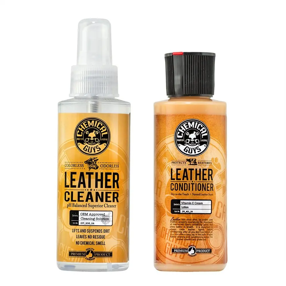 Chemical Guys Leather Cleaner & Conditioner Kit Travel Size 2 x 4 fl oz | pH-Balanced Auto & Home Leather Care - main product image