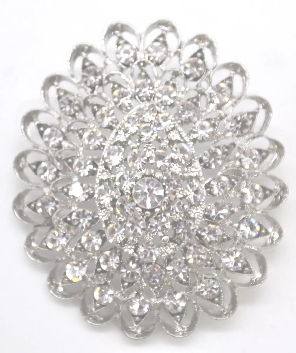 Belagio Enterprises 2 1/2-Inch Raised Rhinestone Brooch | BW-142 Silver - main product image