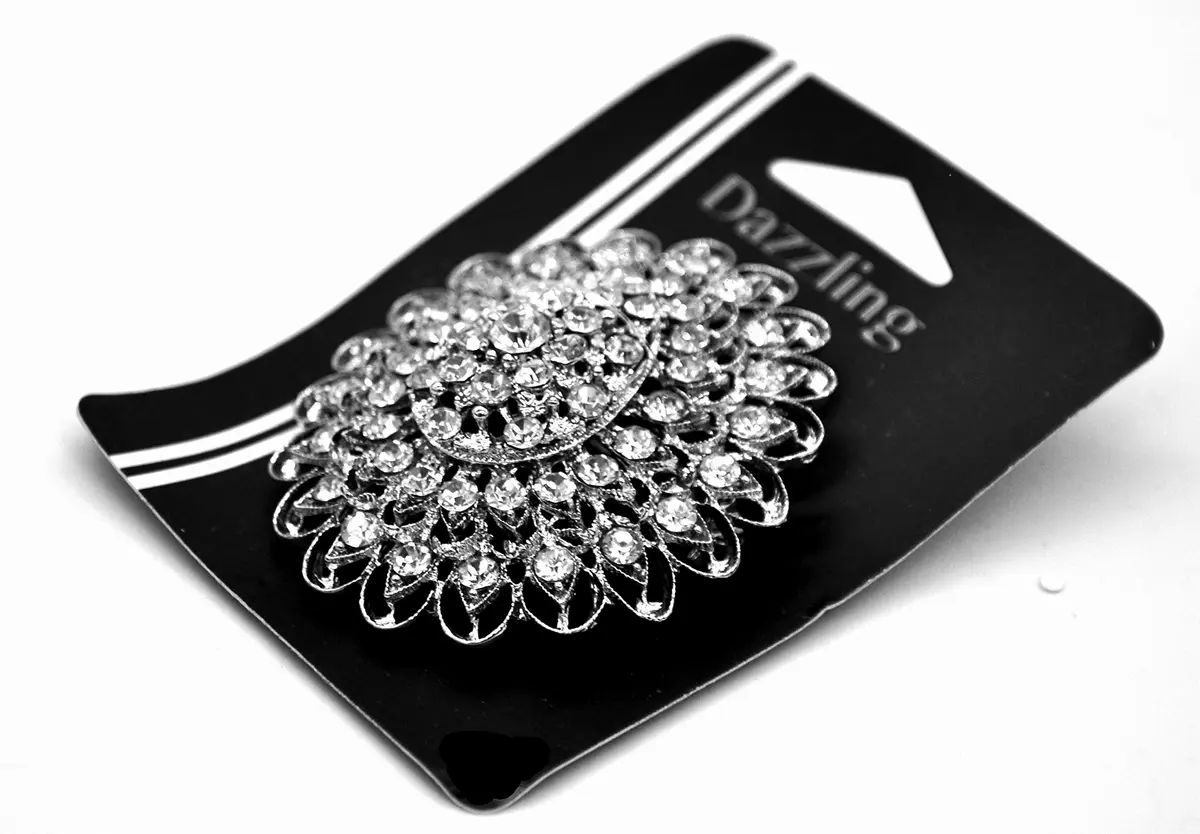 Belagio Enterprises 2 1/2-Inch Raised Rhinestone Brooch | BW-142 Silver - view 5