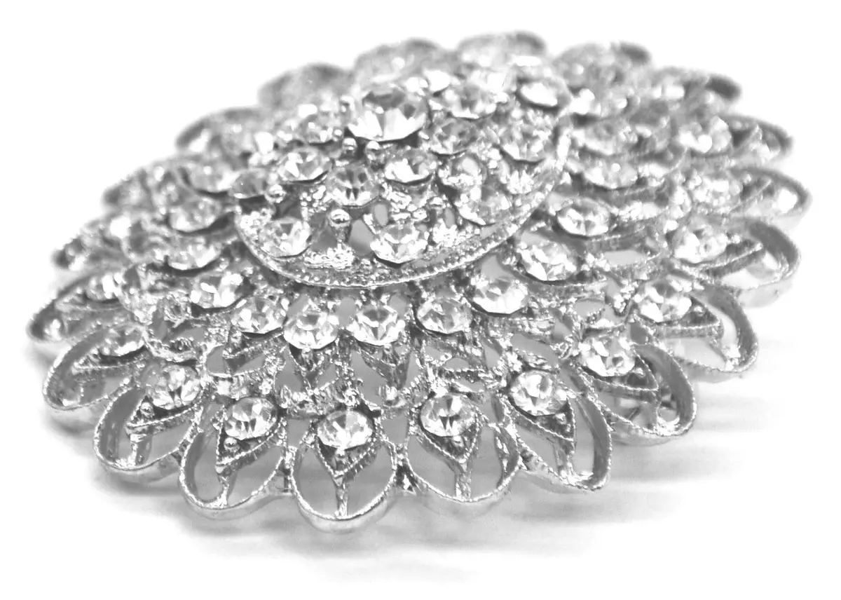 Belagio Enterprises 2 1/2-Inch Raised Rhinestone Brooch | BW-142 Silver - view 2