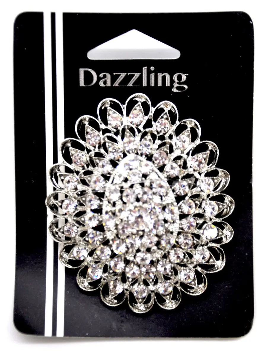 Belagio Enterprises 2 1/2-Inch Raised Rhinestone Brooch | BW-142 Silver - view 4