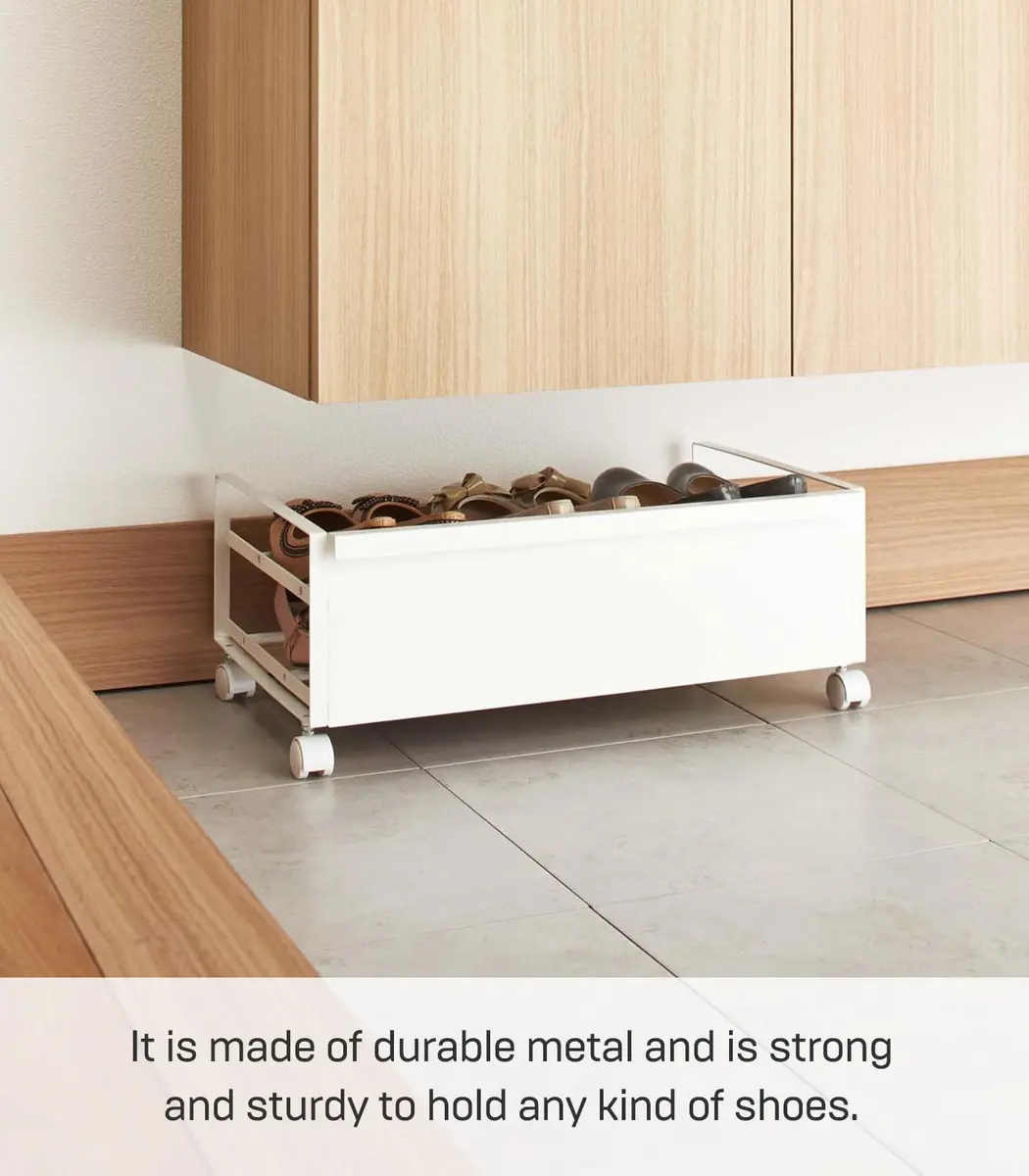 YAMAZAKI Home Frame Rolling Shoe Rack | Compact Steel Shoe Organizer with Wheels, Holds 4 Shoes, 6 Heels - view 5