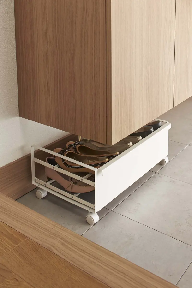 YAMAZAKI Home Frame Rolling Shoe Rack | Compact Steel Shoe Organizer with Wheels, Holds 4 Shoes, 6 Heels - view 2