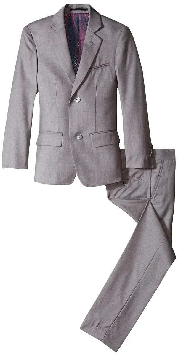 Isaac Mizrahi Slim Boys 2 Piece Linen/Cotton Suit Light Grey 14 | Slim Fit Suit for Boys - main product image