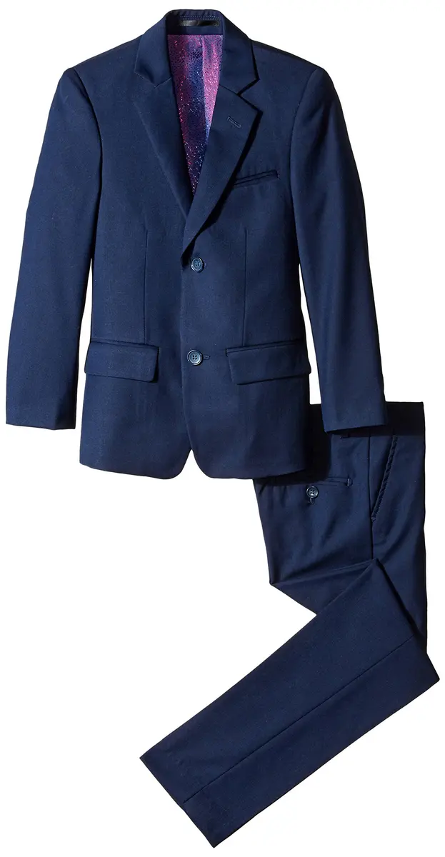 Isaac Mizrahi Slim Boys 2 Piece Linen/Cotton Suit Navy 14 | Classic Formal Style for Big Kids - main product image