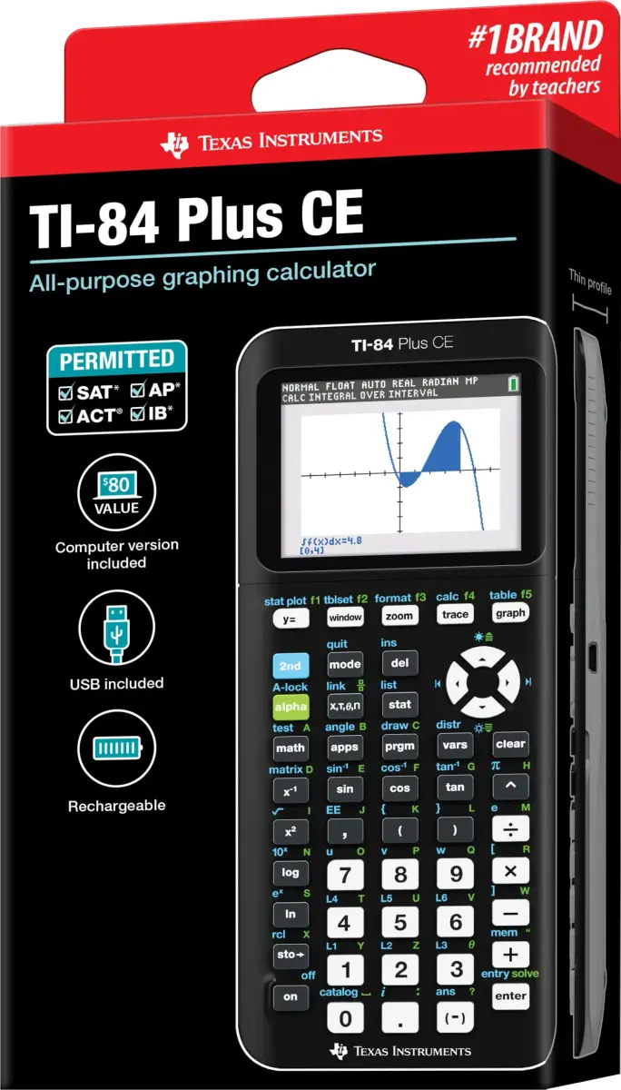 Texas Instruments TI-84 Plus CE Color Graphing Calculator, Black | 2.8-inch LCD Display - view 2