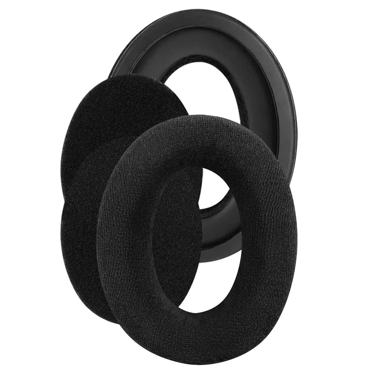 GEEKRIA Comfort Velour Replacement Ear Pads for Sennheiser HD505, HD515, HD518, HD555, HD558, HD559, HD569, HD579, HD598 Headphones Ear Cushions (Black) | Repair Parts - main product image