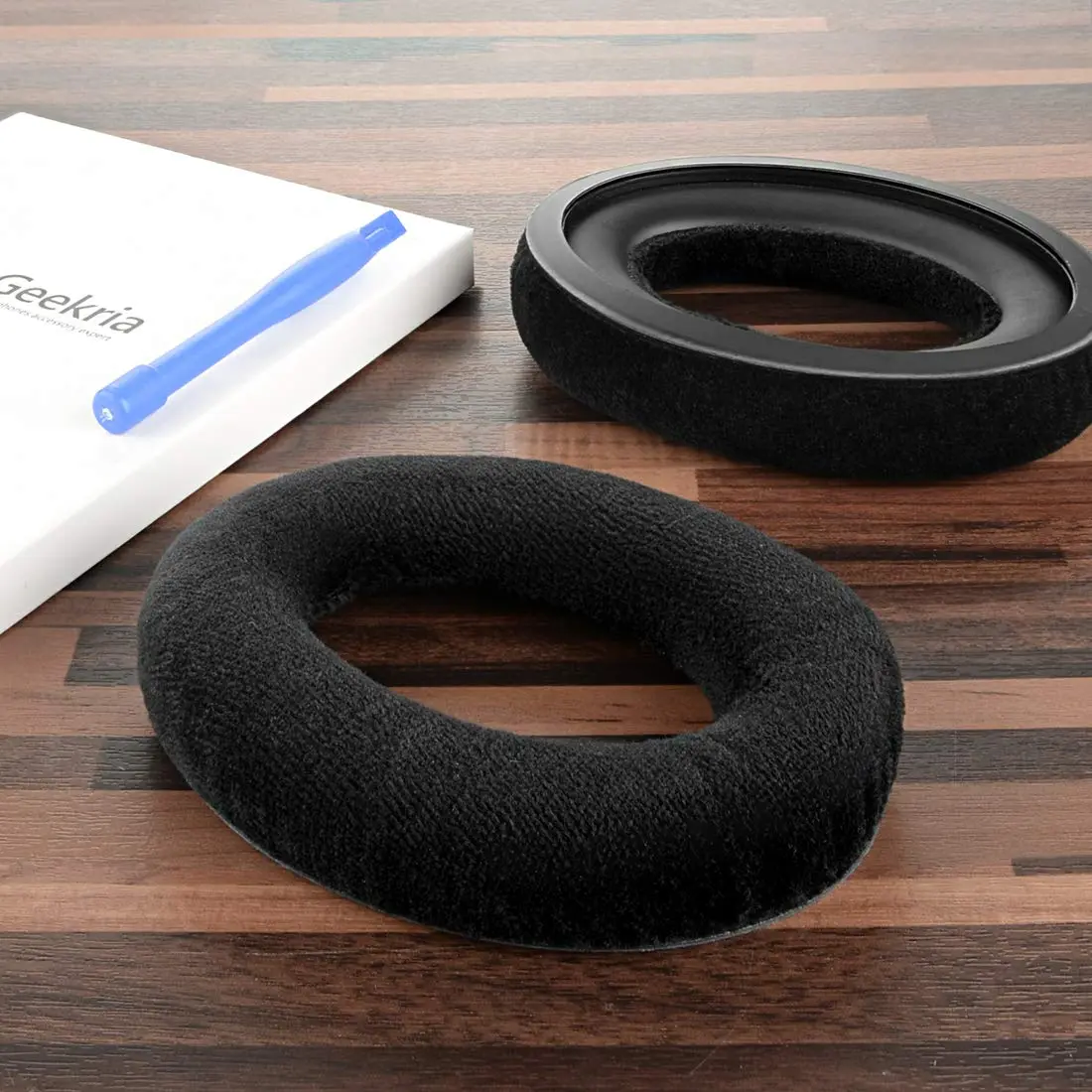 GEEKRIA Comfort Velour Replacement Ear Pads for Sennheiser HD505, HD515, HD518, HD555, HD558, HD559, HD569, HD579, HD598 Headphones Ear Cushions (Black) | Repair Parts - view 4