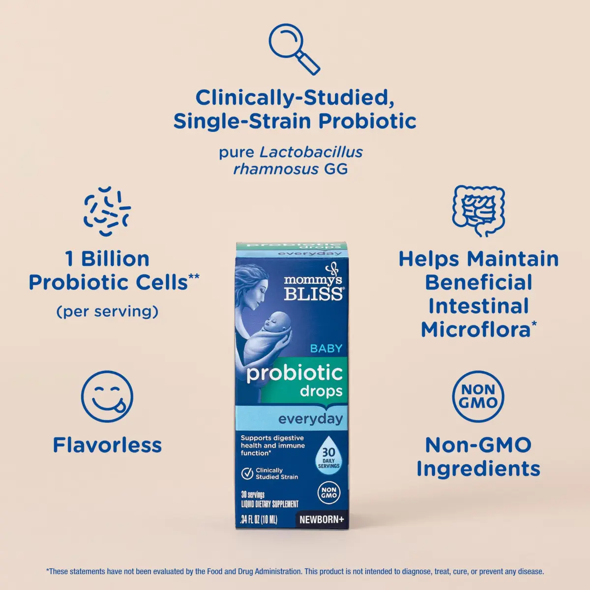 Mommy's Bliss Baby Probiotic Drops Everyday 10ml (0.34 Fl Oz) | Natural Gas, Constipation, Colic Relief - view 3
