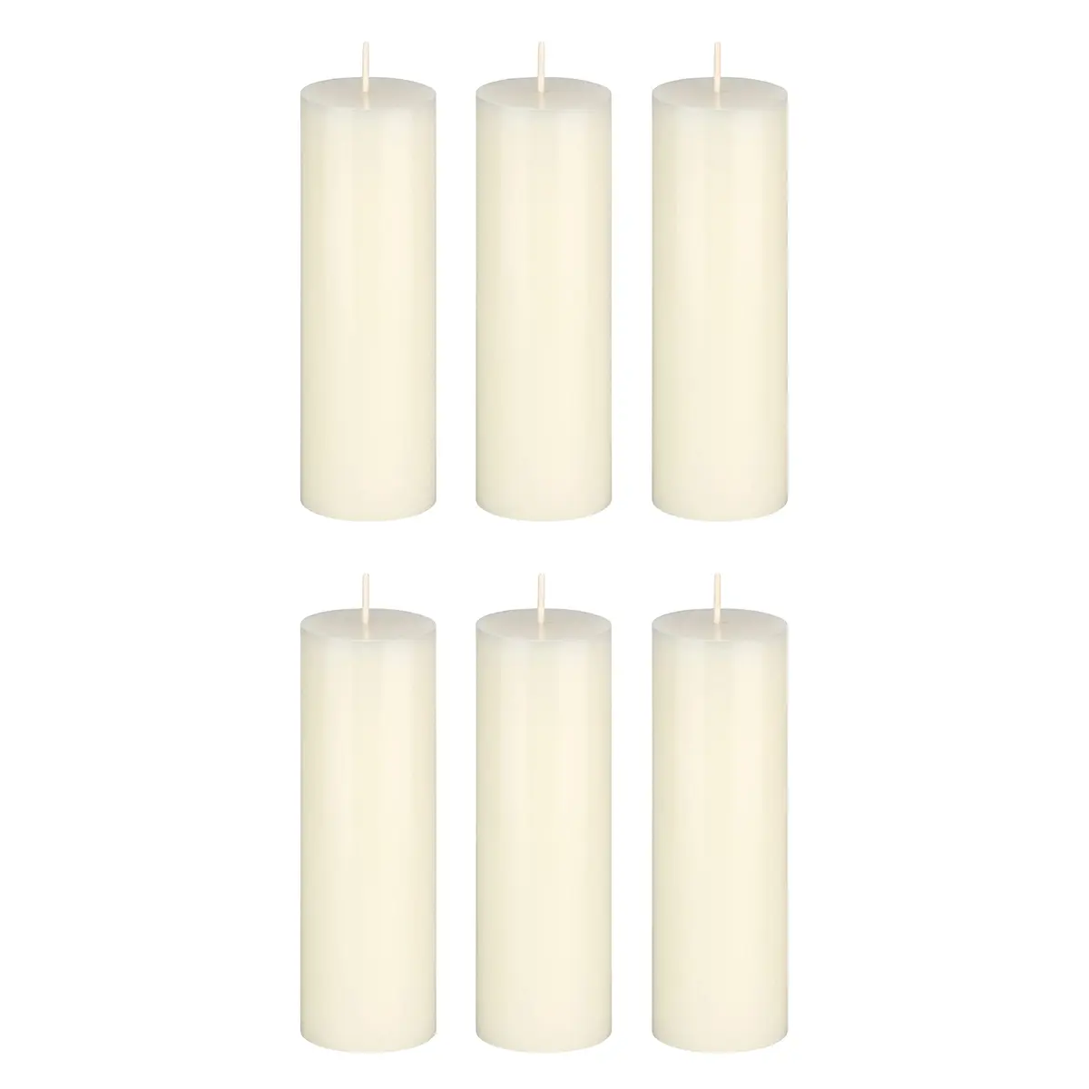 Mega Candles 6 pcs Unscented Ivory Pillar Candles | Hand Poured Premium Wax, 2 Inch x 6 Inch - main product image