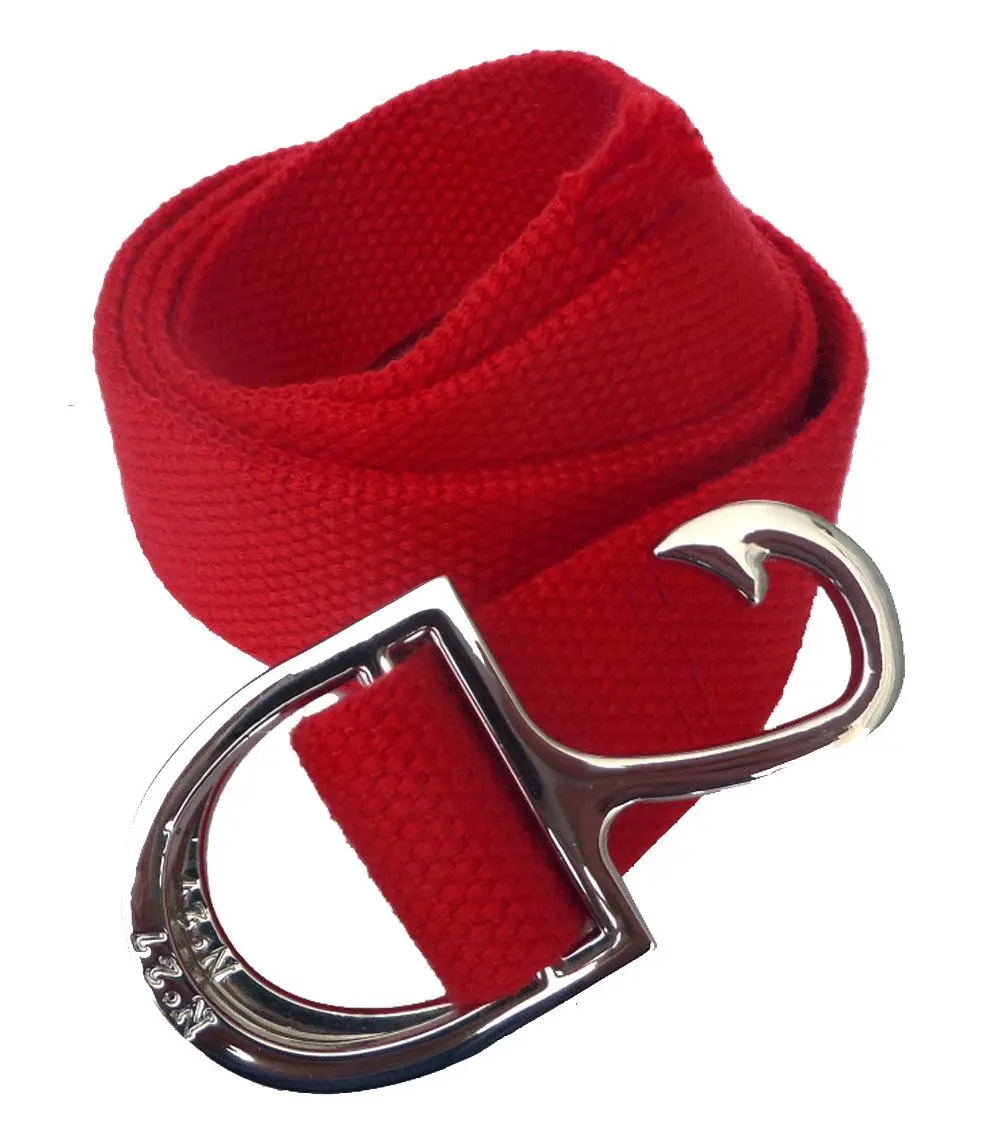 No27 Big Boy Nautical Fishing Hook Webbing Belt Large Red | Heavy Duty Cotton Webbing - main product image