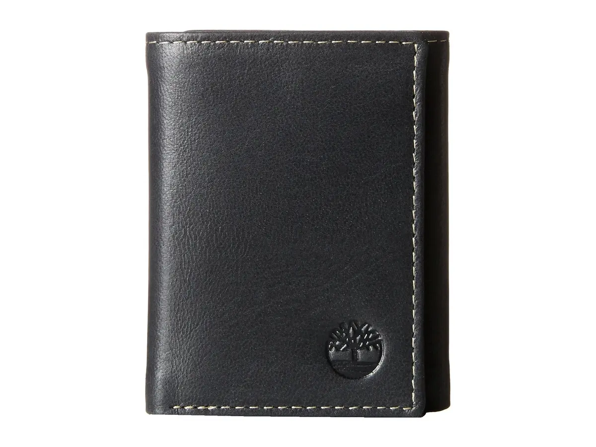 Timberland Men's Leather Trifold Wallet With ID Window, Black 10.8cm (4.25") | Genuine Italian Leather, Compact Design - main product image