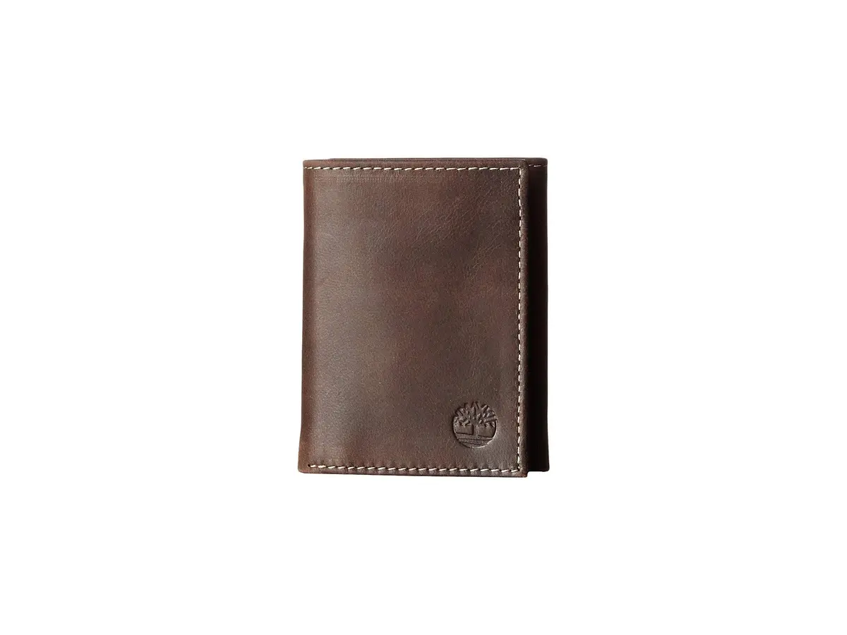 Timberland Cloudy Trifold Brown Leather Wallet | 6 Card Slots, ID Window, Slim Design - main product image