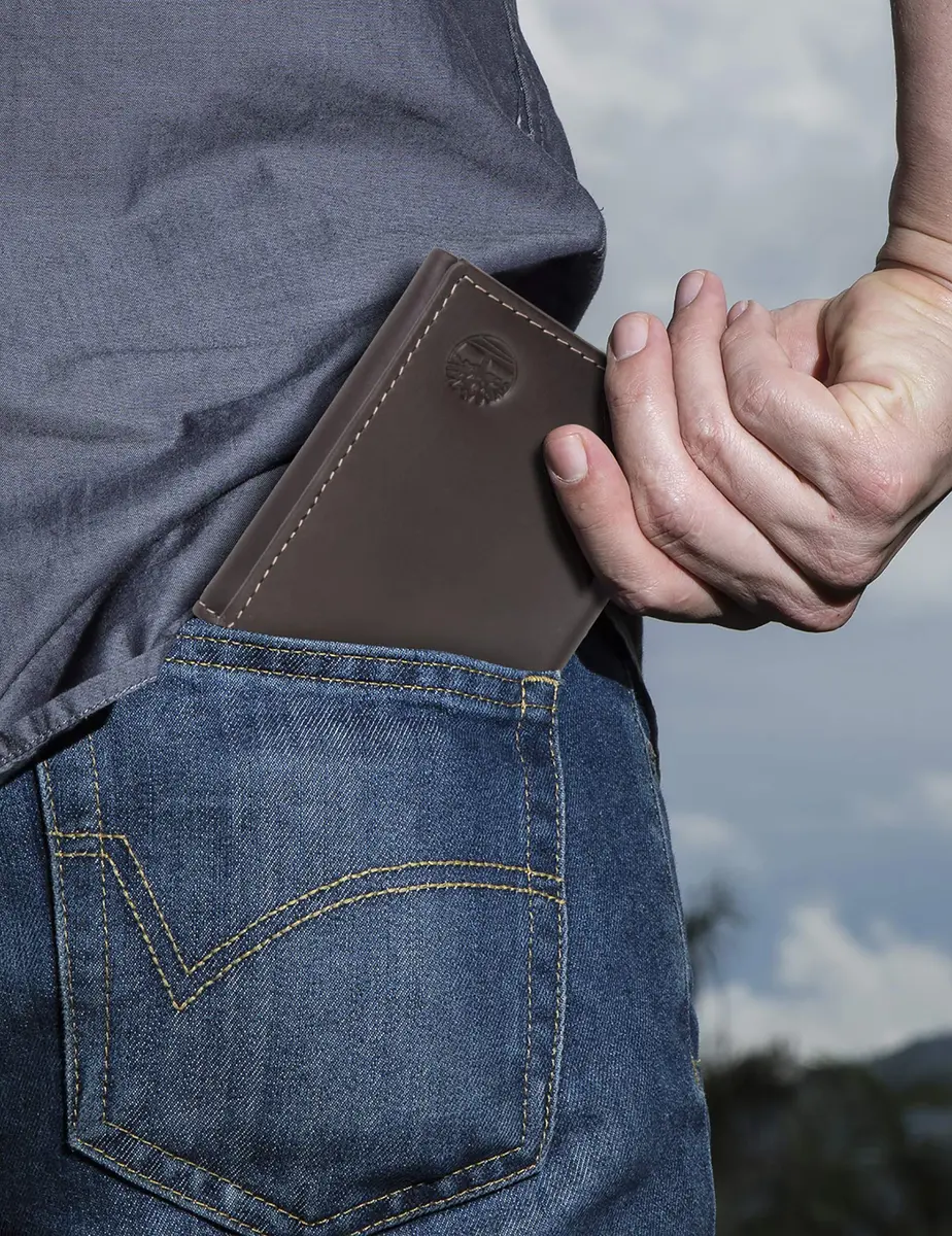 Timberland Cloudy Trifold Brown Leather Wallet | 6 Card Slots, ID Window, Slim Design - view 2