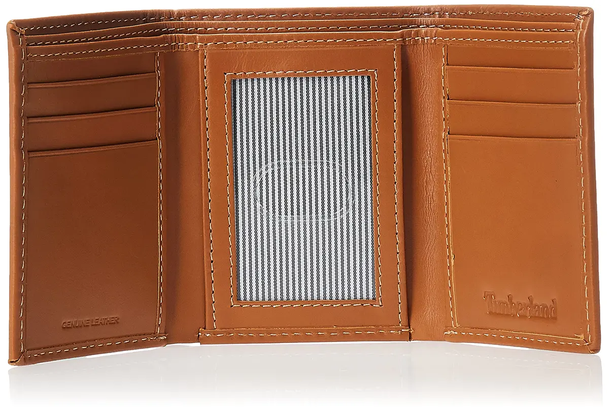 Timberland Men's Leather Trifold Wallet With Id Window, Tan (Cloudy), One Size | Genuine Italian Leather Slim Design - view 5