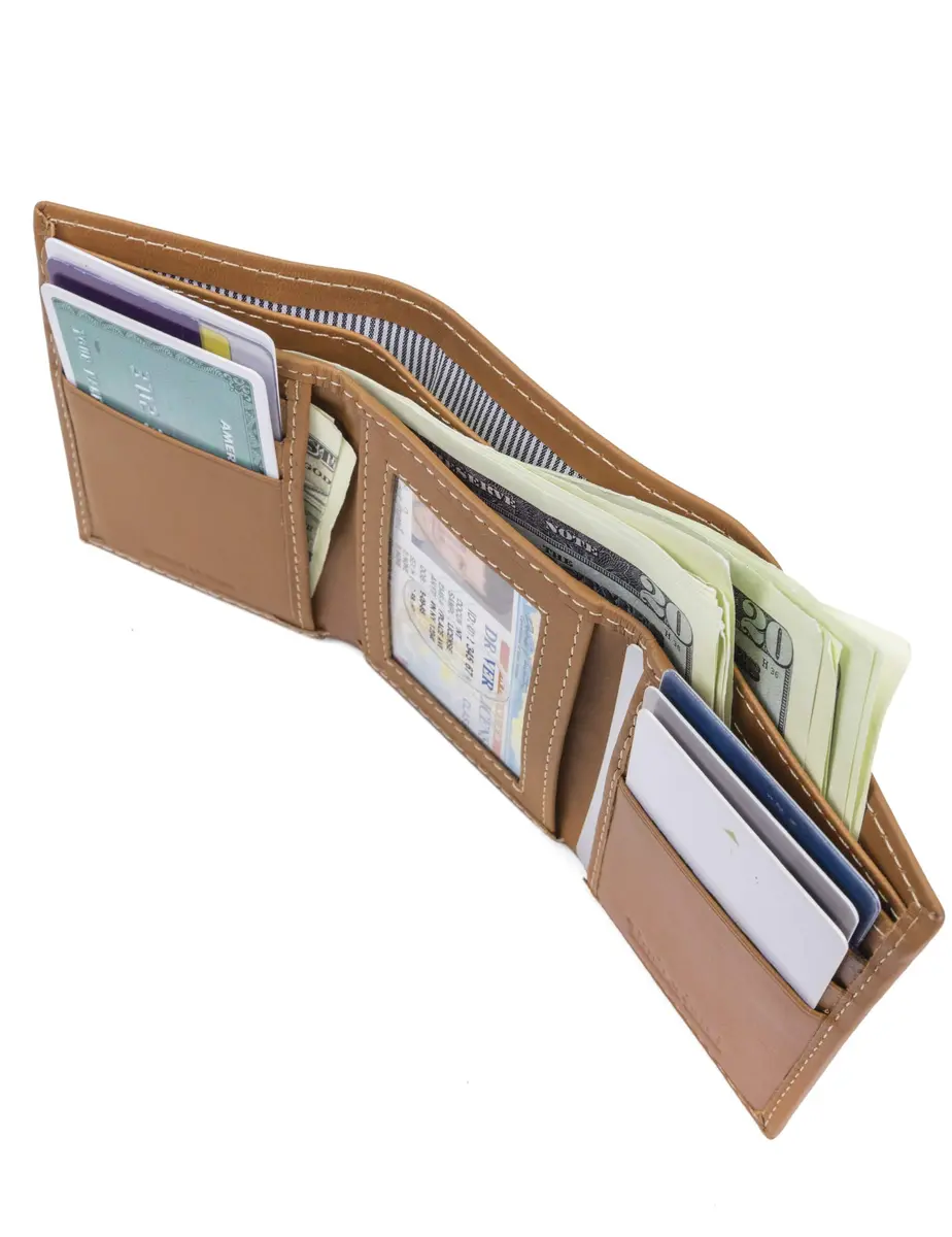 Timberland Men's Leather Trifold Wallet With Id Window, Tan (Cloudy), One Size | Genuine Italian Leather Slim Design - view 6