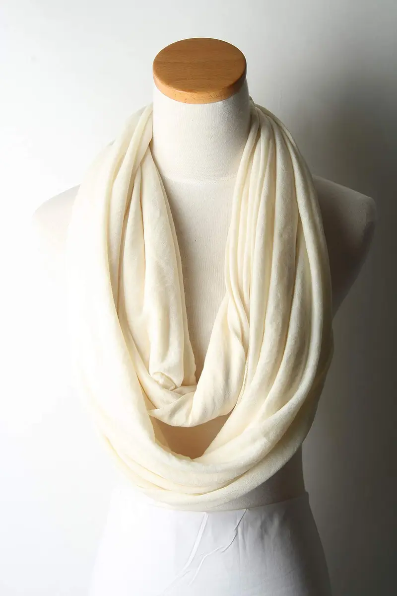 corciova Cosmic Latte Infinity Wrap Light Weight Jersey Knit Head Scarf | Stretchy, Comfortable, Unisex - view 2