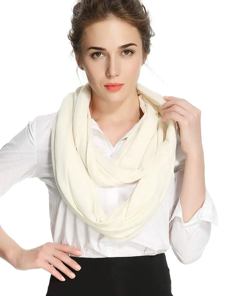 corciova Cosmic Latte Infinity Wrap Light Weight Jersey Knit Head Scarf | Stretchy, Comfortable, Unisex - view 4