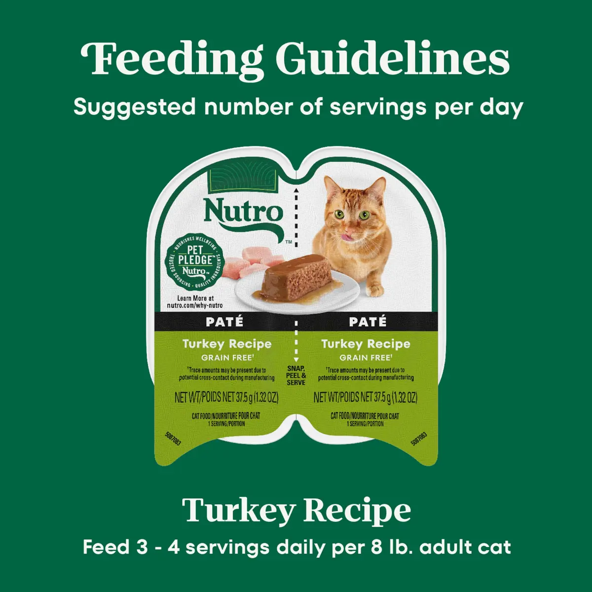 Nutro Perfect Portions Pate Wet Cat Food, Turkey Recipe, 2.6 oz, 24 ct | Grain-Free, Hydrating, Complete Nutrition - view 6