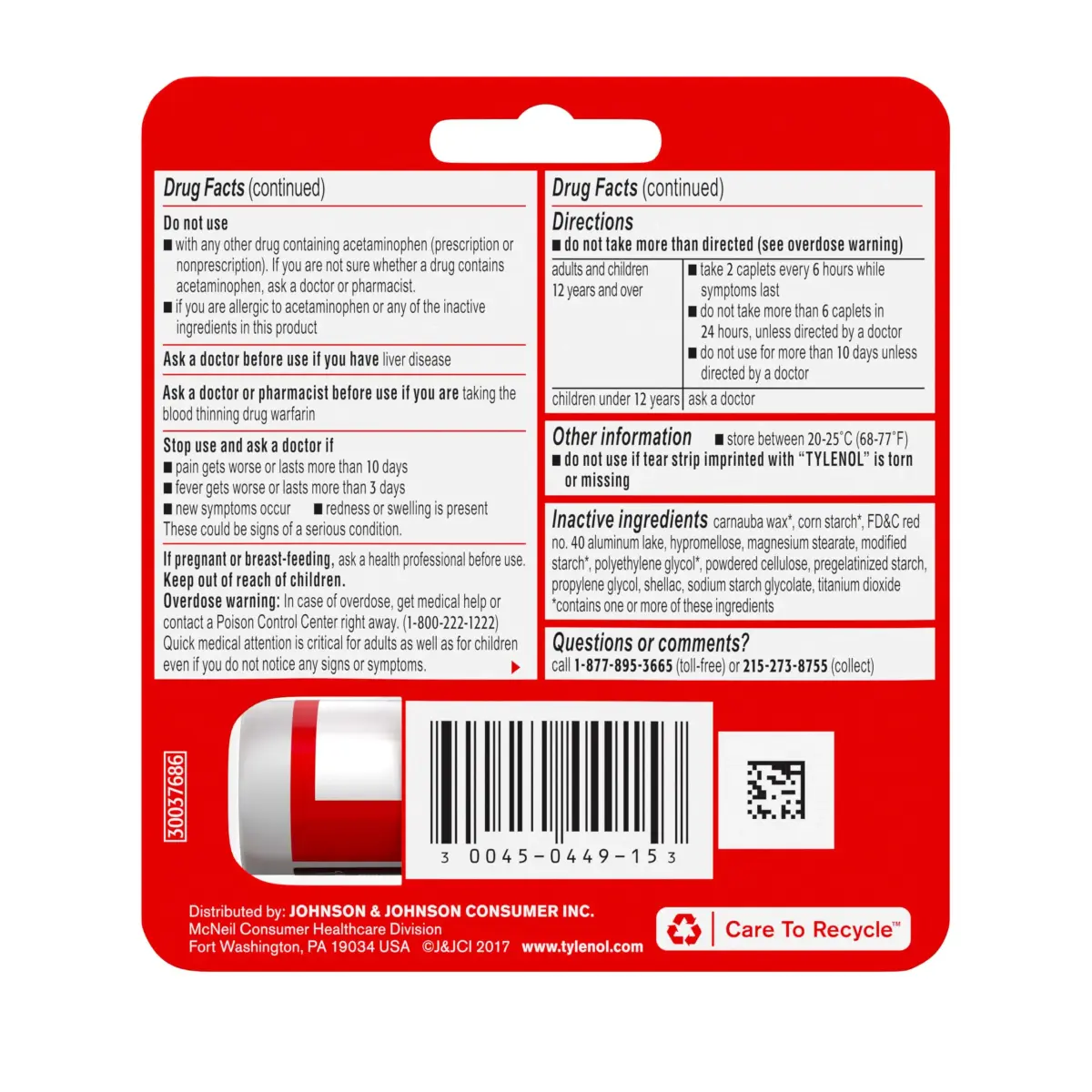 Tylenol Extra Strength Caplets 500 mg Acetaminophen 10 Count | Fast-Acting Pain Relief & Fever Reduction - view 9