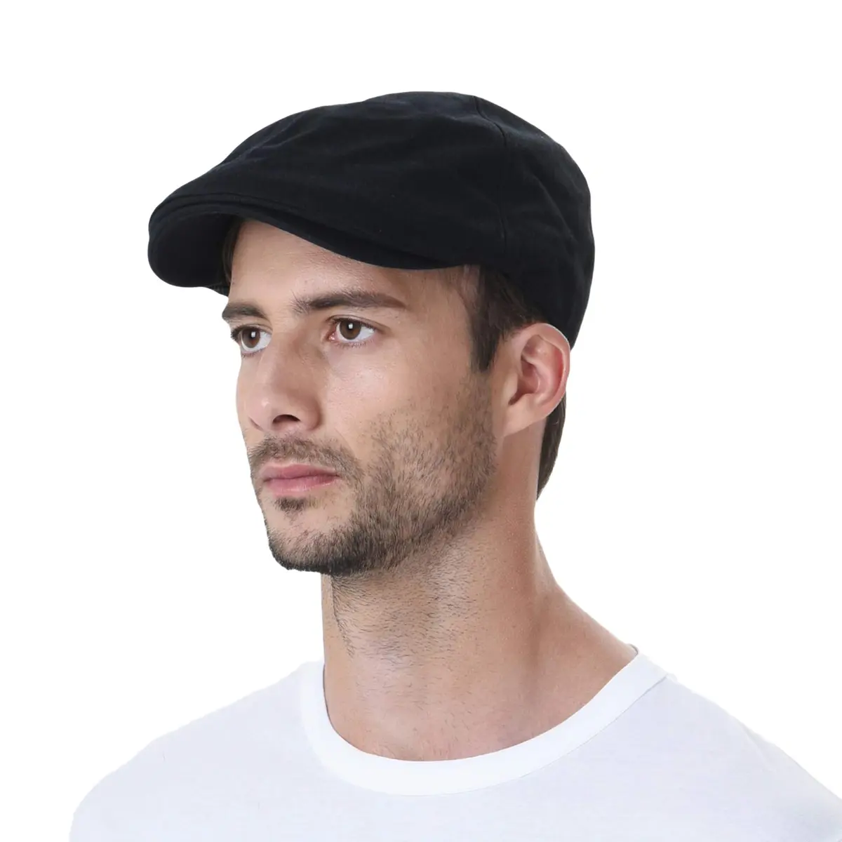 WITHMOONS Simple Newsboy Hat Flat Cap SL3026 | Summer Cotton Style, One Size, Black - main product image