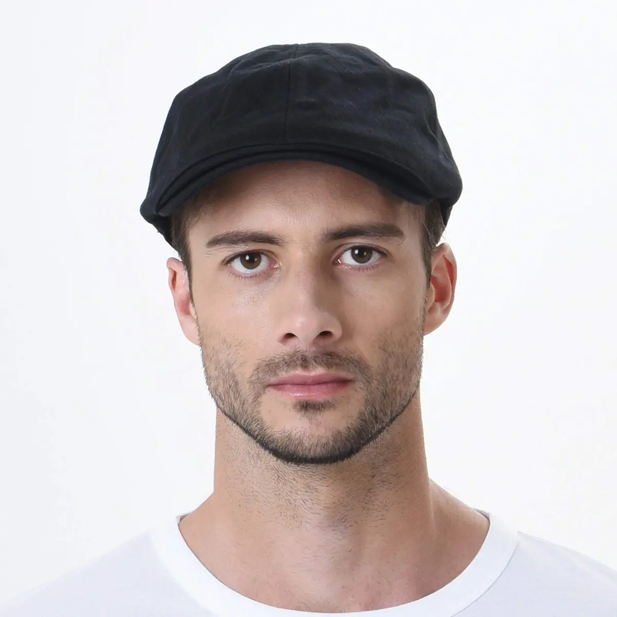 WITHMOONS Simple Newsboy Hat Flat Cap SL3026 | Summer Cotton Style, One Size, Black - view 2