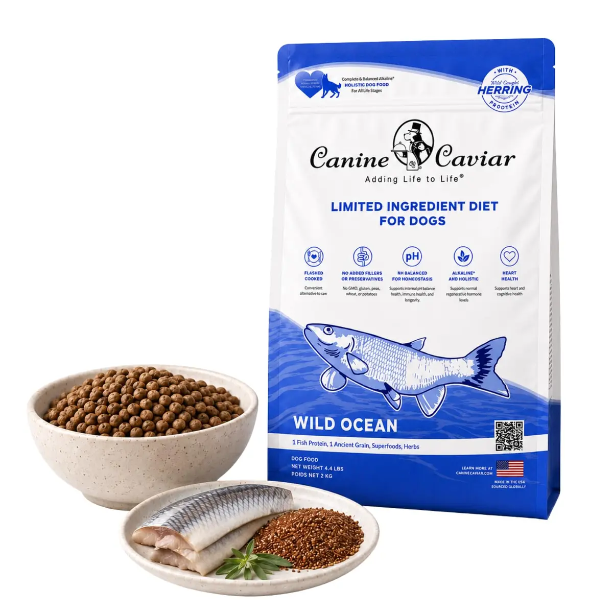 Canine Caviar Wild Ocean Dry Dog Food Herring & Teff 22 lb | Alkaline, Limited Ingredient, Natural Nutrition - main product image