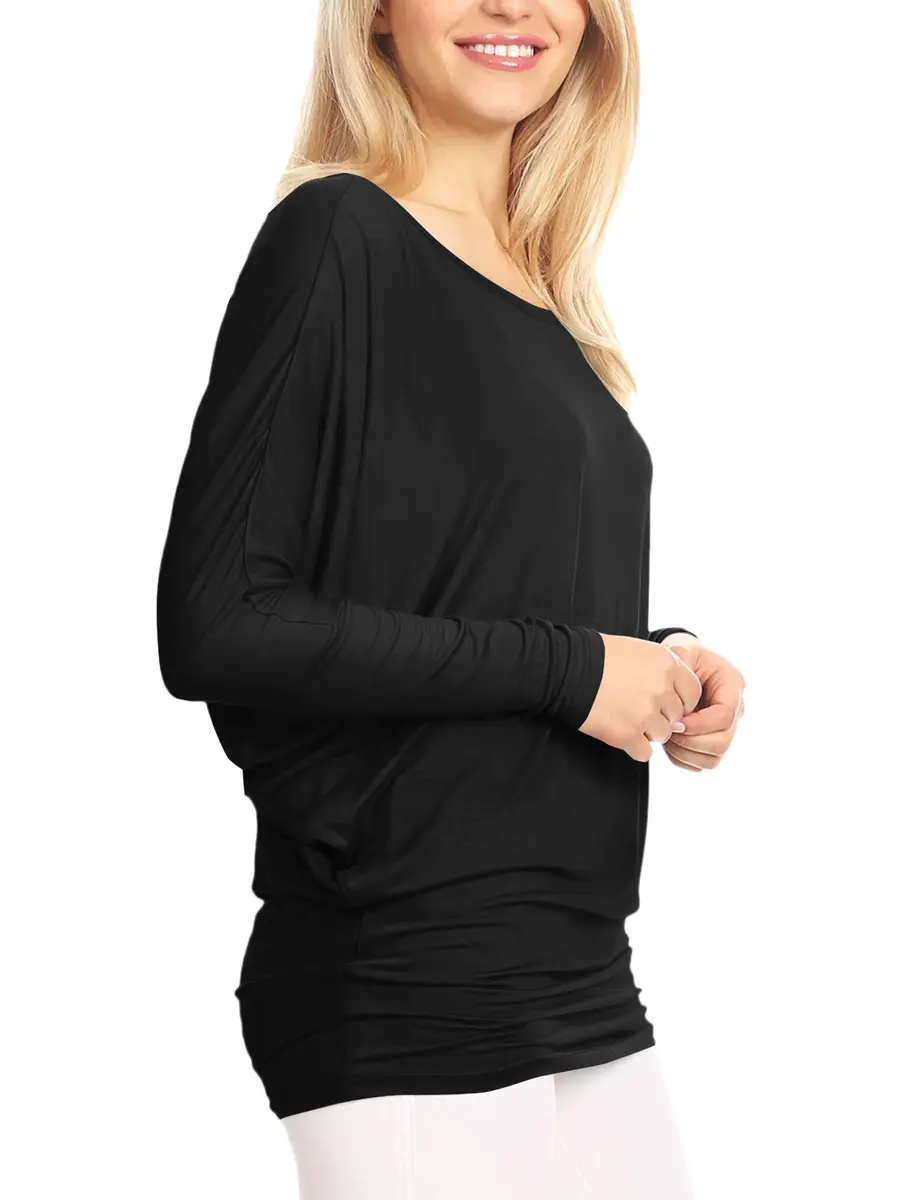 Lock and Love Women's Casual Flowy Batwing Dolman Top 95% Rayon, XXL | Soft & Comfortable Loose Fit Pullover - view 5