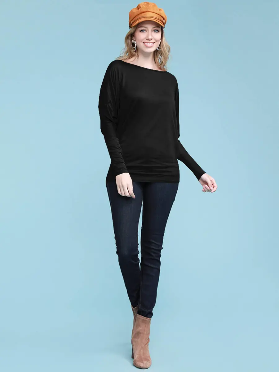 Lock and Love Women's Casual Flowy Batwing Dolman Top 95% Rayon, XXL | Soft & Comfortable Loose Fit Pullover - view 3
