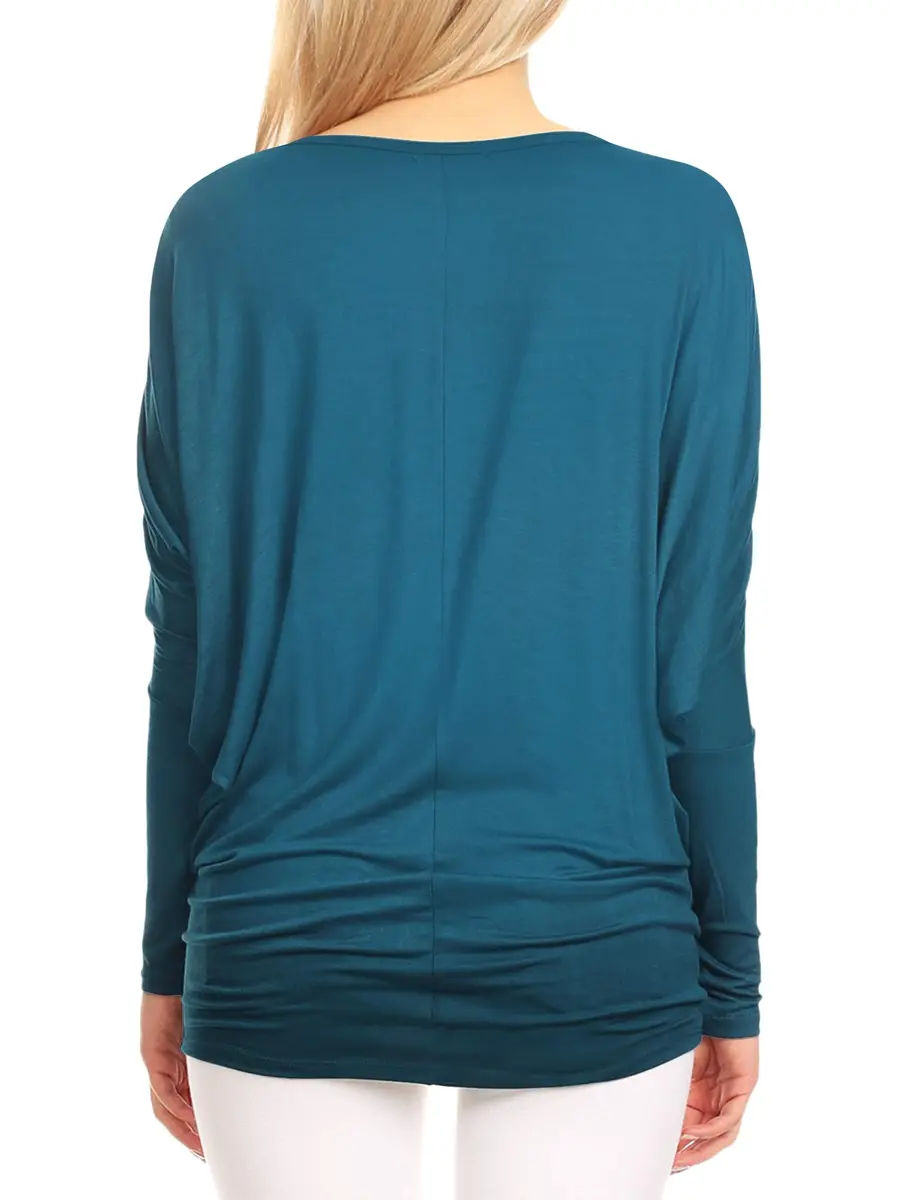 Lock and Love Women's Batwing Dolman Top, Teal | Soft & Flowy Long Sleeve Shirt - view 6