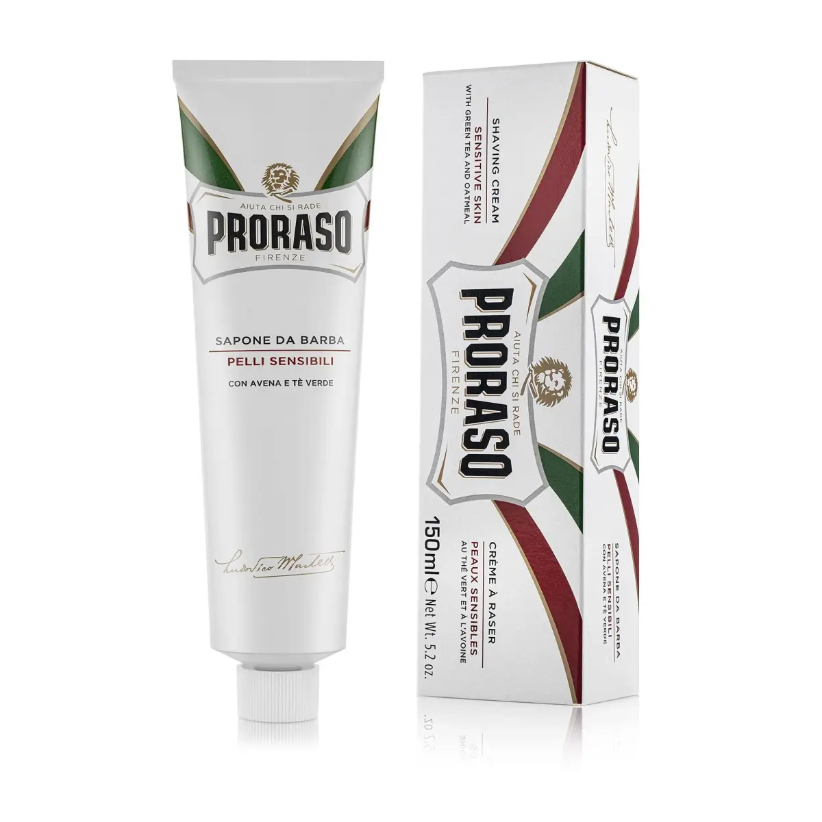 Proraso Shaving Cream Sensitive Skin Oatmeal & Green Tea 150ml (5.1 Fl Oz) | Smooth Irritation-Free Shave - main product image