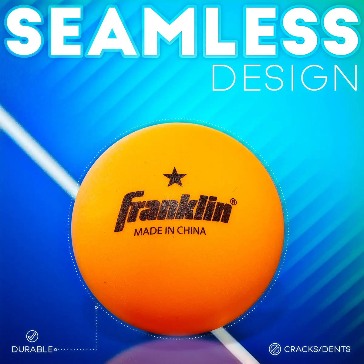 Franklin Sports Orange 40mm Table Tennis Balls (6 Pack) | Official Size & Weight, High Visibility - view 2