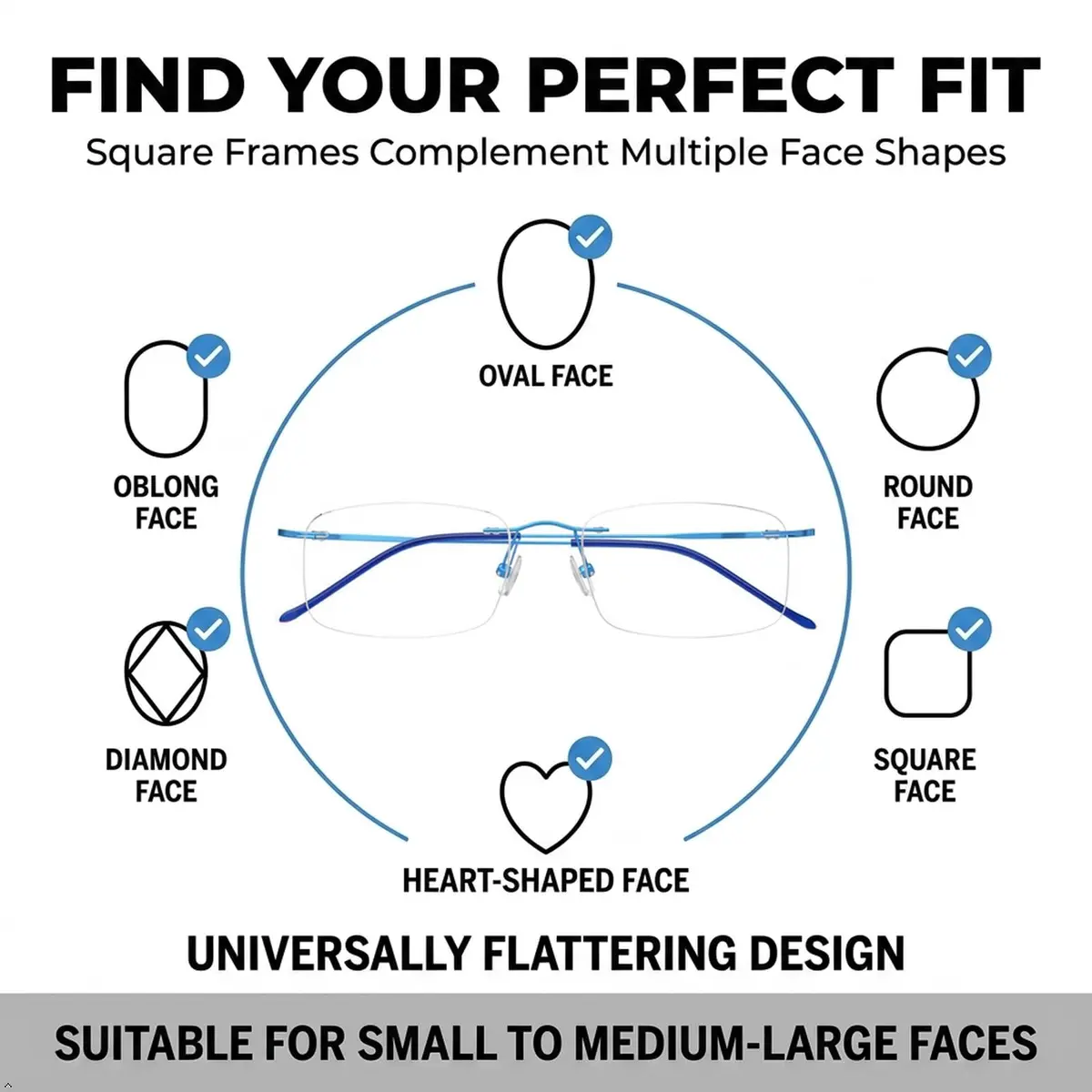 Eyekepper 1.75 Reading Glasses for Men and Women | Blue Rimless Magnifiers with 1.75 Diopters - view 8