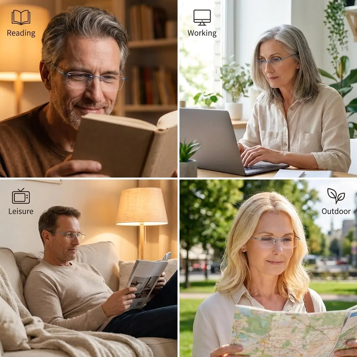 Eyekepper 1.75 Reading Glasses for Men and Women | Blue Rimless Magnifiers with 1.75 Diopters - view 9
