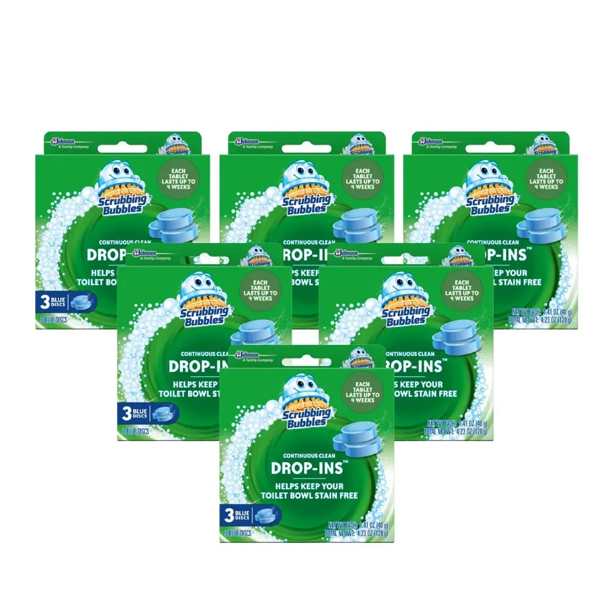 Scrubbing Bubbles Continuous Clean Toilet Drop-Ins 18 Tablets | Septic-Safe Tank Tablets for Stain & Smell Protection - main product image