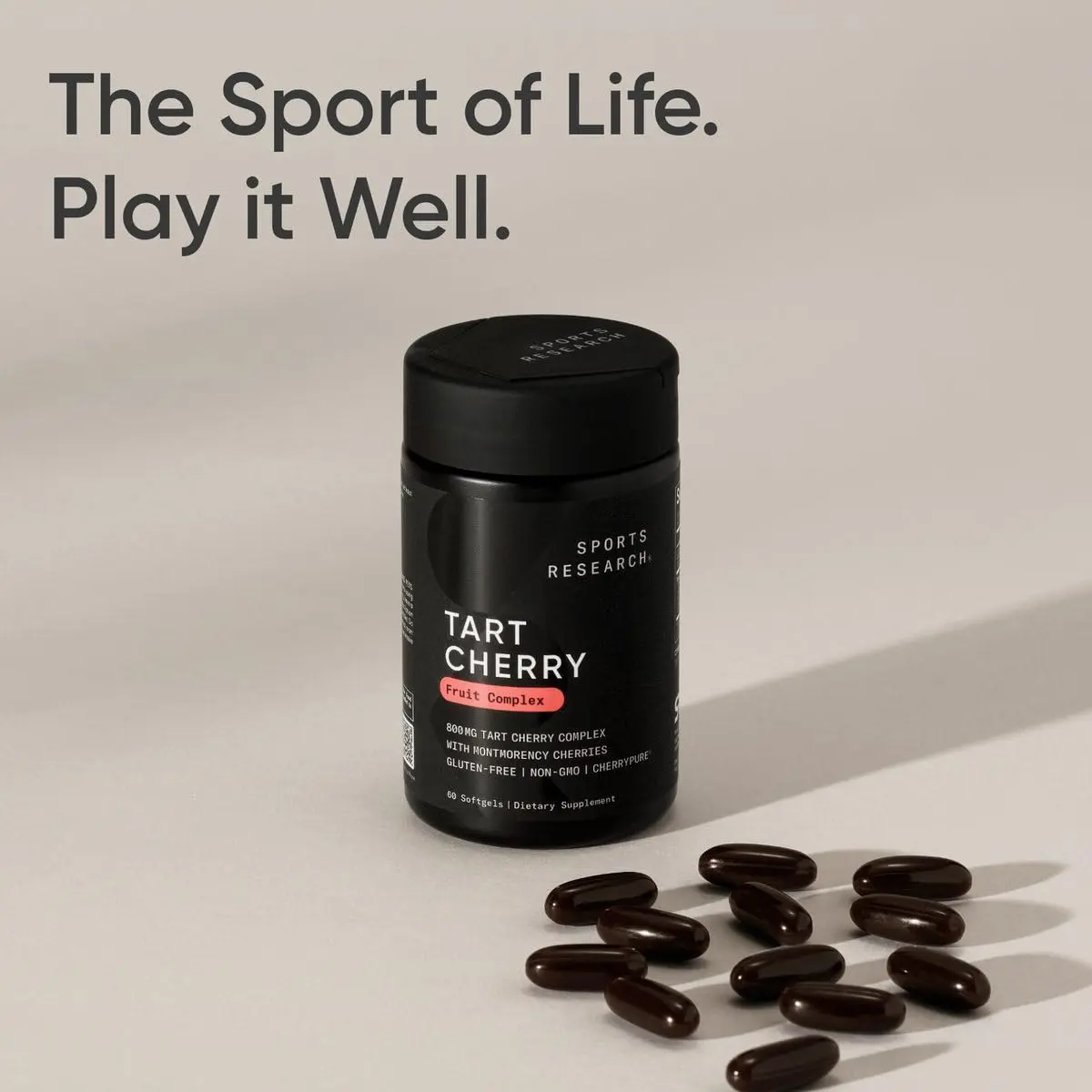 Sports Research Tart Cherry Fruit Complex 800mg 60 Count | Supports Sleep & Muscle Recovery - view 6
