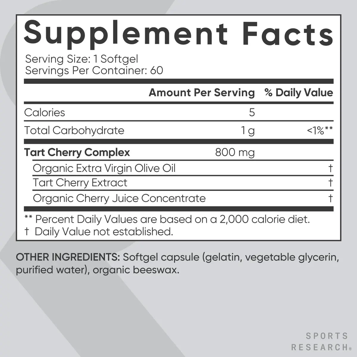 Sports Research Tart Cherry Fruit Complex 800mg 60 Count | Supports Sleep & Muscle Recovery - view 4