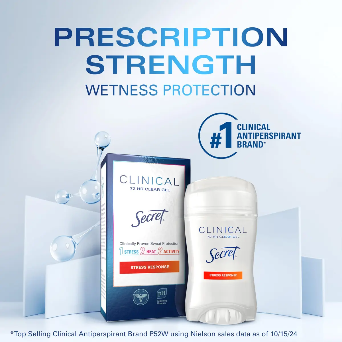 Secret Clinical Strength Antiperspirant Deodorant for Women Clear Gel 47.3ml (1.6 oz) | 72hr Sweat & Odor Protection - view 5