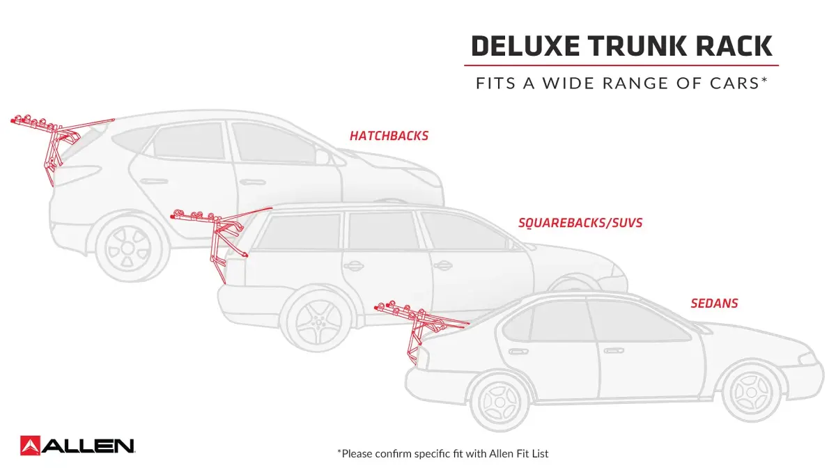Allen Sports Deluxe Trunk Mount 3-Bike Carrier, Model 103DN-R, Black | 4 kg (8.8 lb) Carrier for Sedans, Hatchbacks, SUVs - view 5