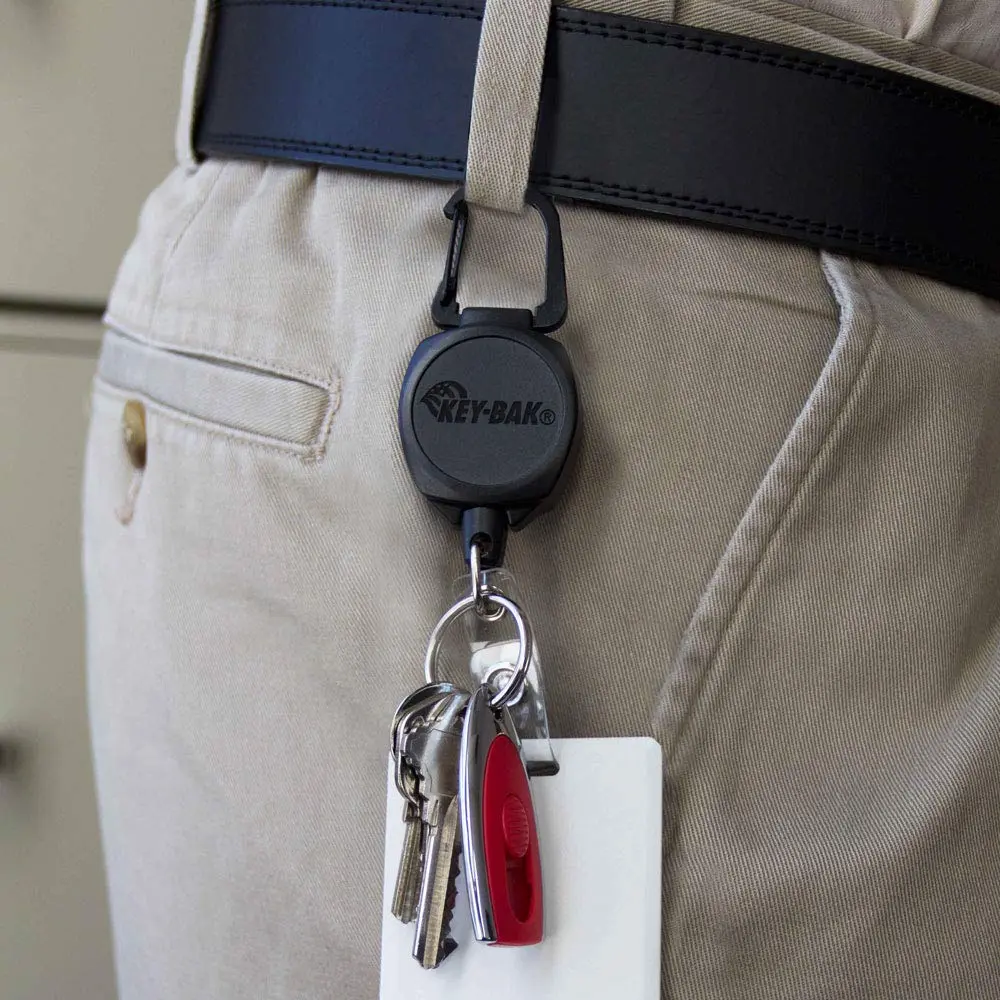 KEY-BAK Sidekick Retractable Badge Reel with Carabiner & 24" Kevlar Cord, Black | Holds Keys & ID - view 4