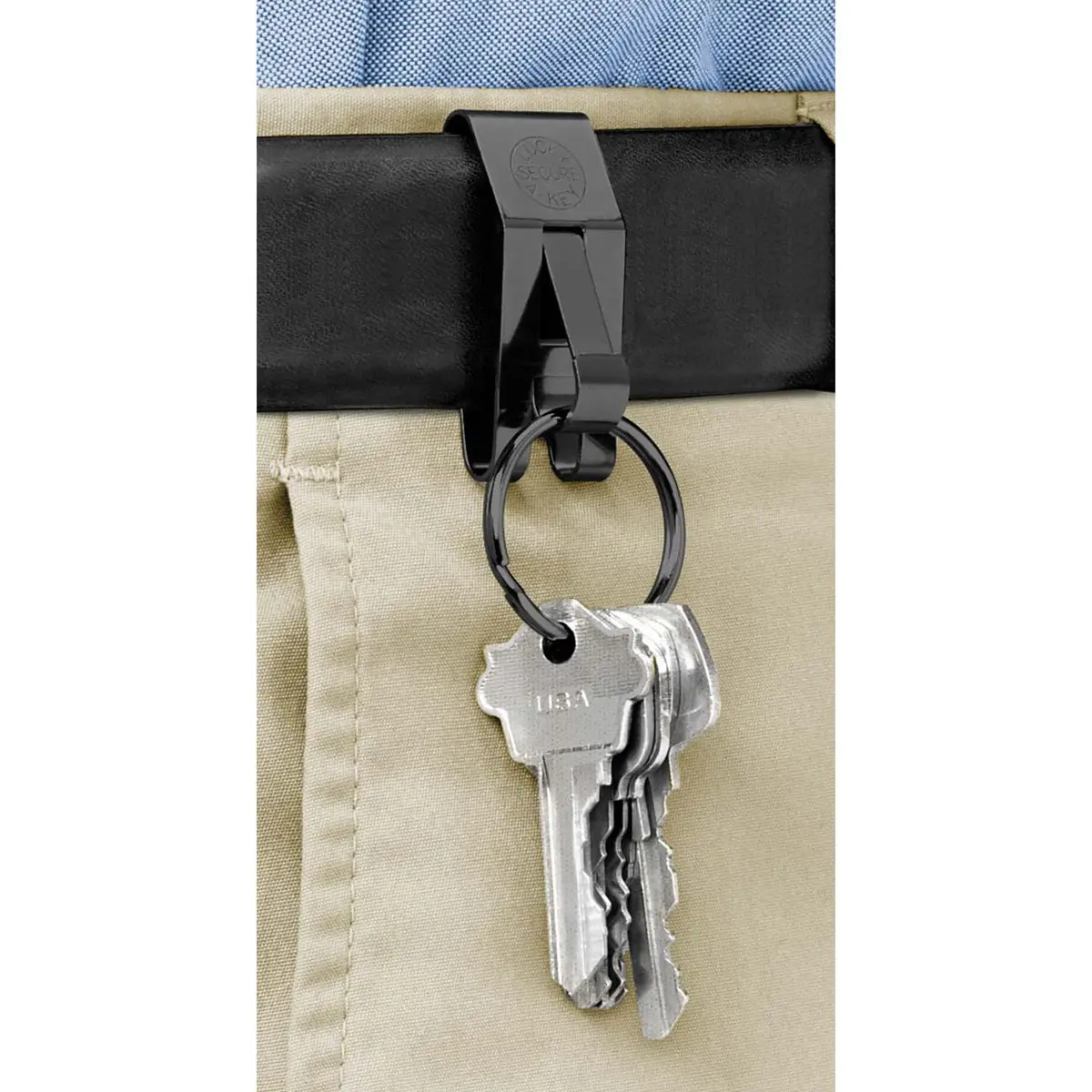 Lucky Line Original Secure-A-Key Wide Belt Clip Black | Heavy Duty Stainless Steel Key Holder - view 6