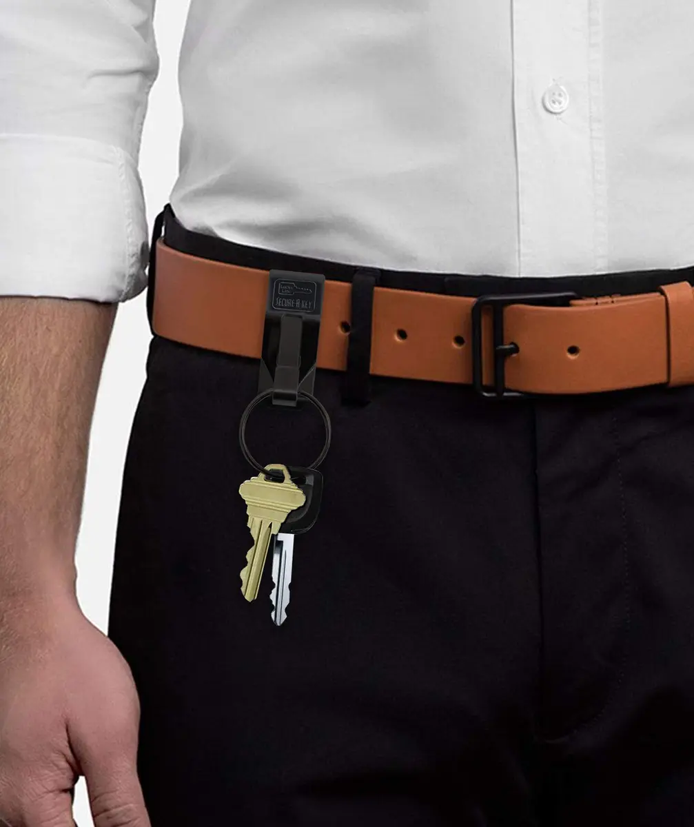 Lucky Line Original Secure-A-Key Wide Belt Clip Black | Heavy Duty Stainless Steel Key Holder - view 2