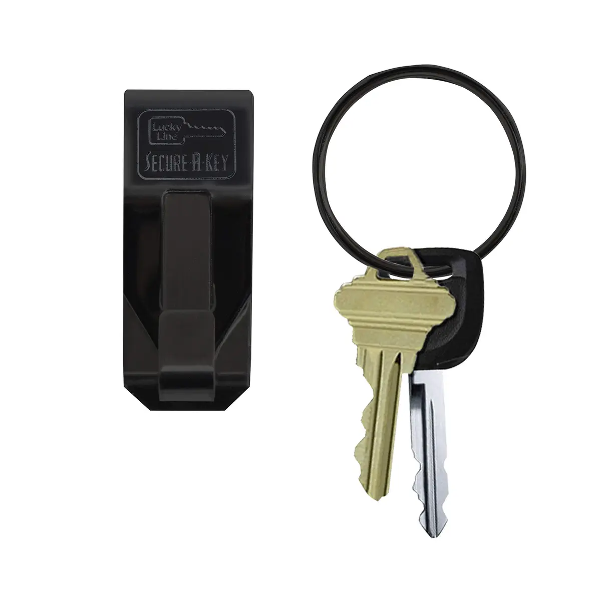 Lucky Line Original Secure-A-Key Wide Belt Clip Black | Heavy Duty Stainless Steel Key Holder - view 3