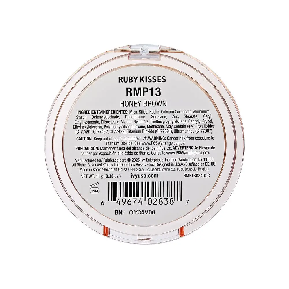 Ruby Kisses Mineral Pressed Powder Foundation Honey Brown 9.92 g (0.35 oz) | Natural Finish for All Skin Types - view 3