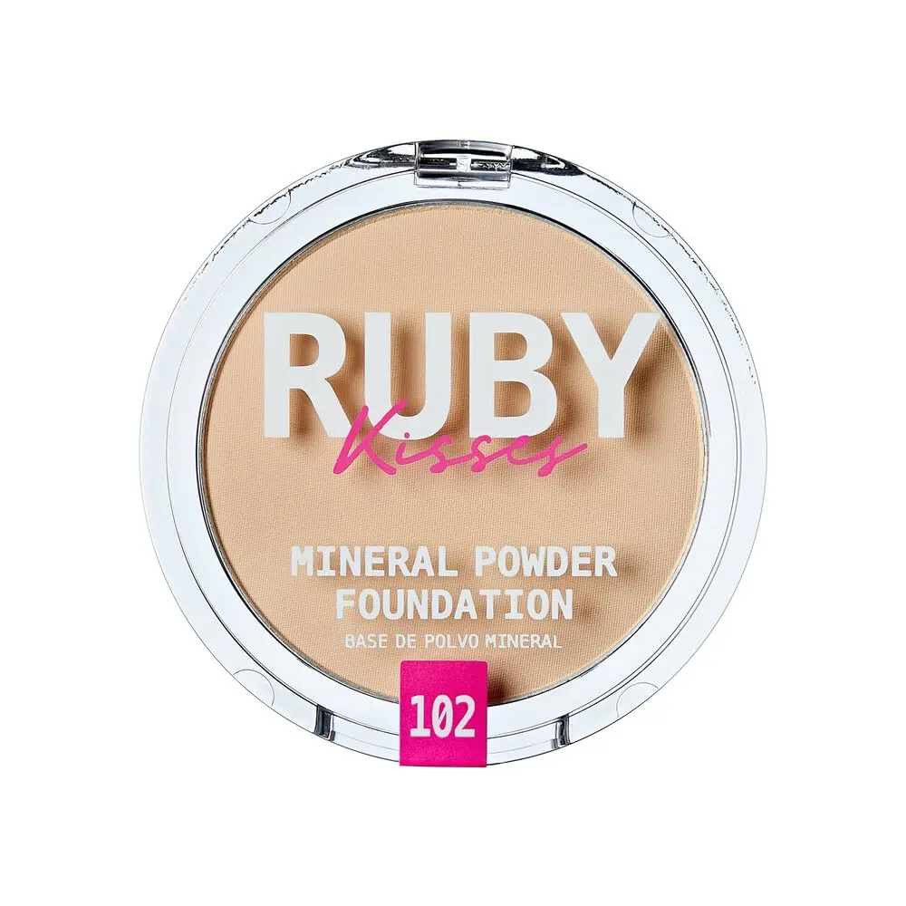 Ruby Kisses Mineral Pressed Powder Foundation Caramel 9.92 g (0.35 oz) | Natural Finish for Sensitive Skin - main product image