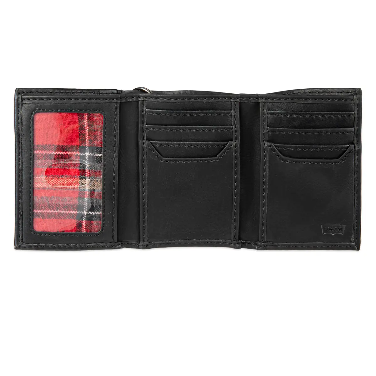 Levi's Men's Trifold Wallet - Slim & Stylish with ID Window & Chain, Black - view 4