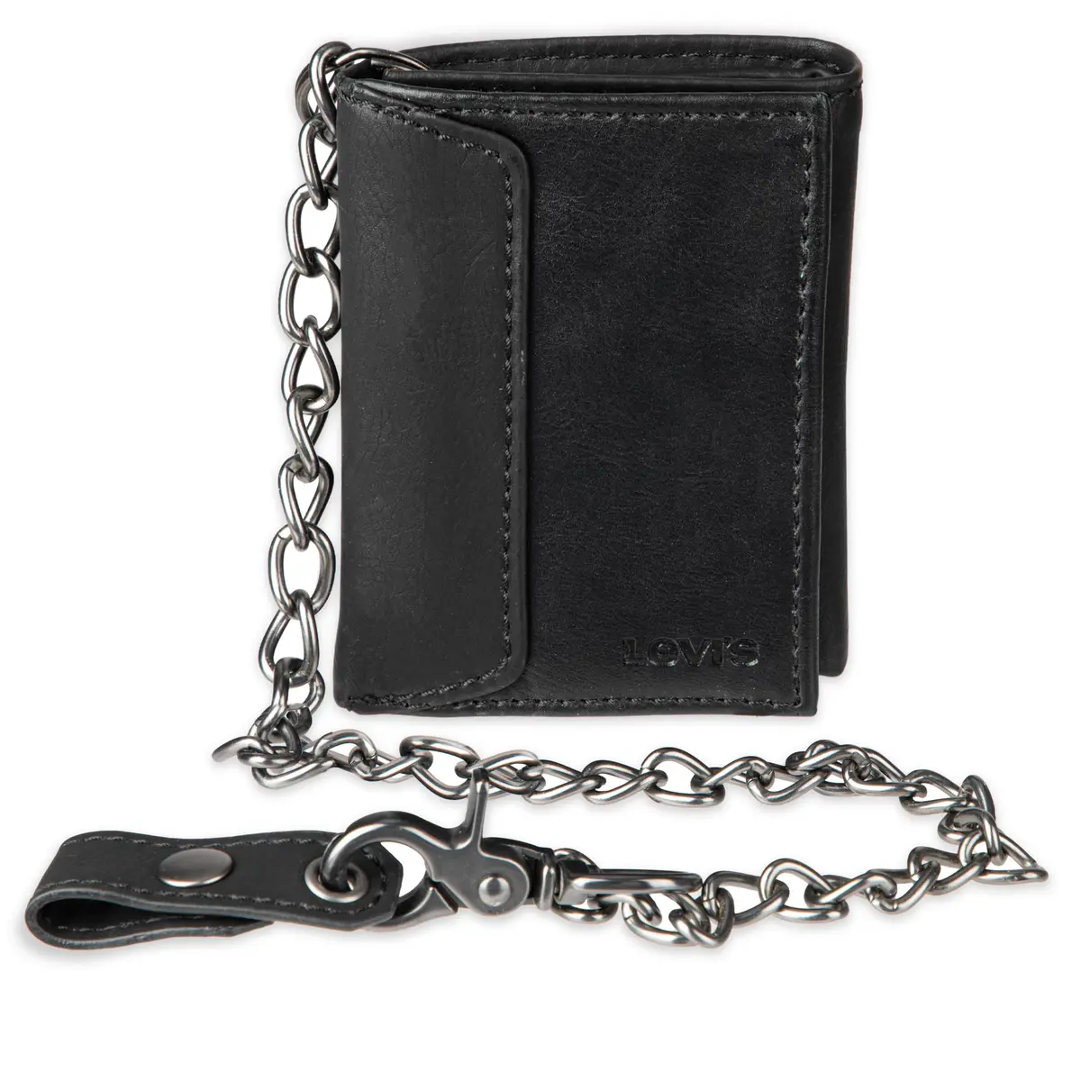 Levi's Men's Trifold Wallet - Slim & Stylish with ID Window & Chain, Black - main product image